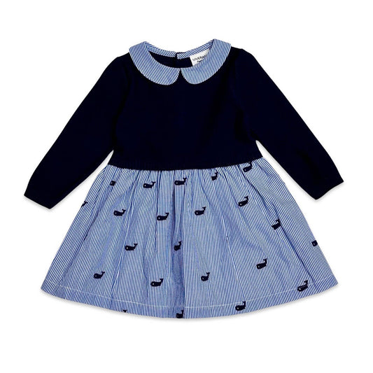 Whale Organic Embroidered Pinstripe Dress