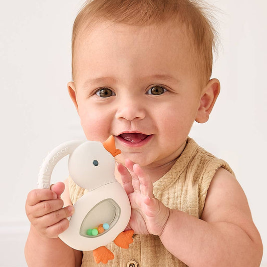 Goose Bitzy Shake Silicone Teether Rattle