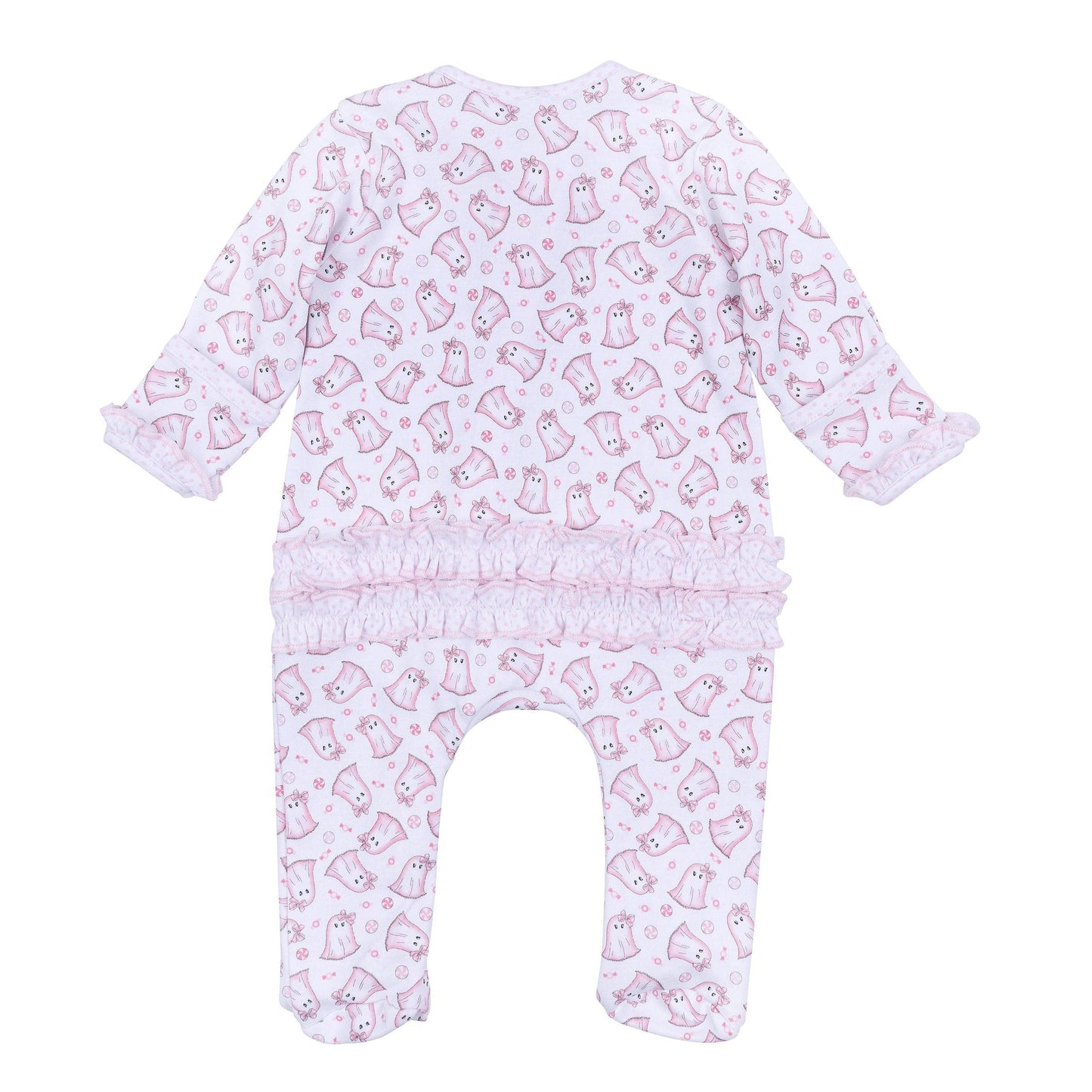 My Little Boo Pink Pima Ruffle Zip Footie