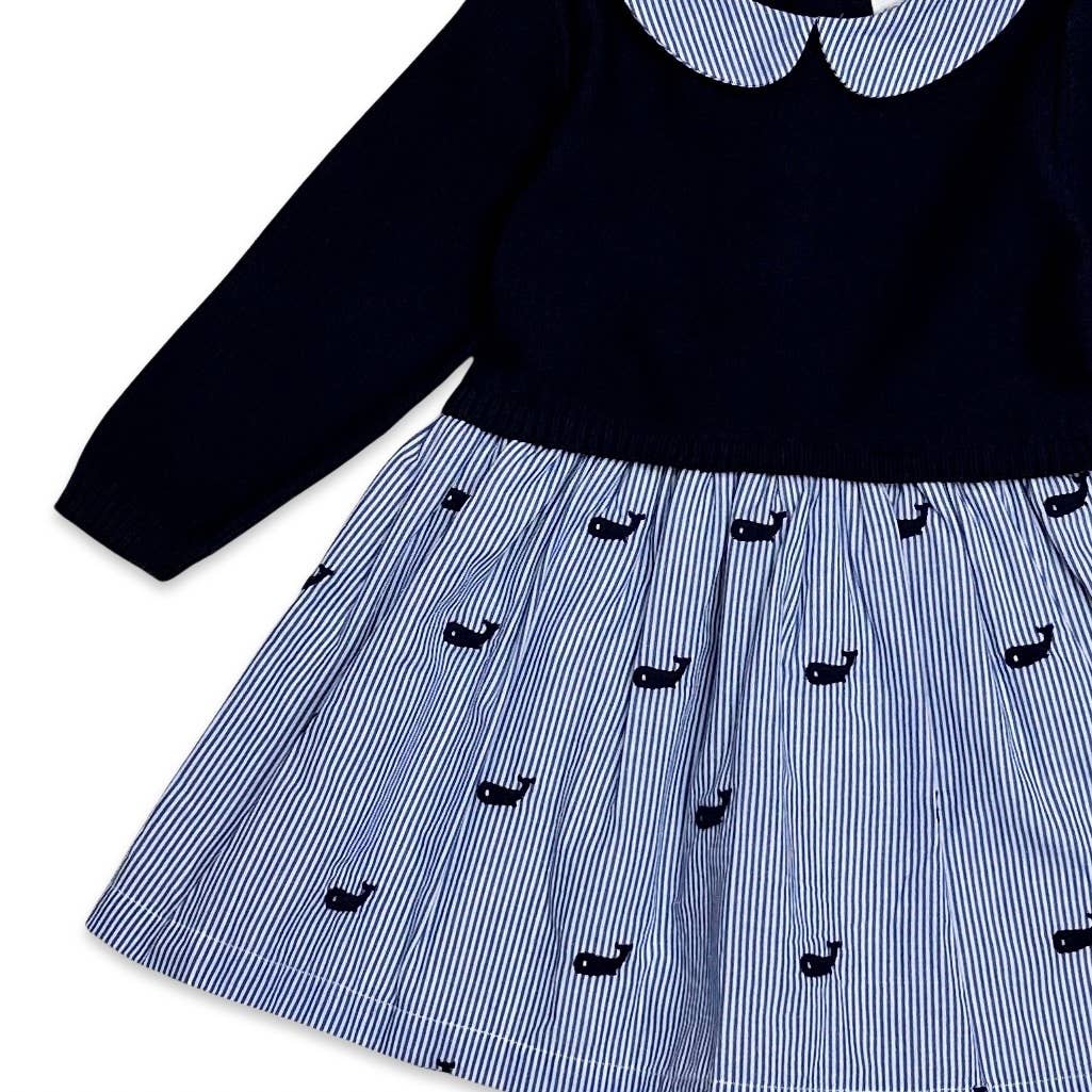 Whale Organic Embroidered Pinstripe Dress