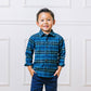 Blue & Green Brushed Flannel Organic Button Down Shirt