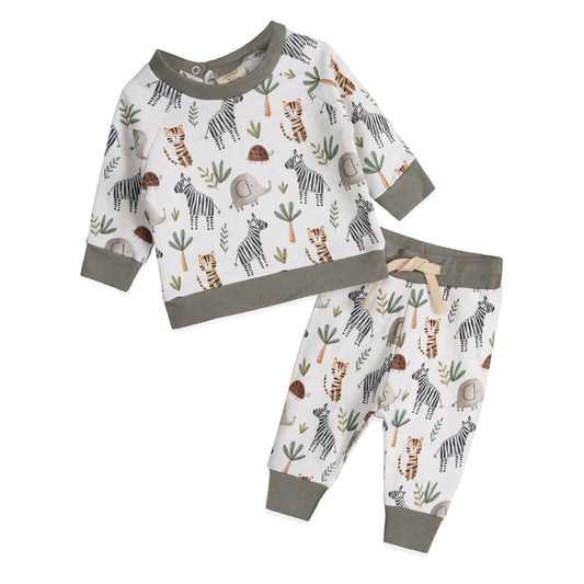 Organic Savannah Safari Animals Pullover and Pant Set