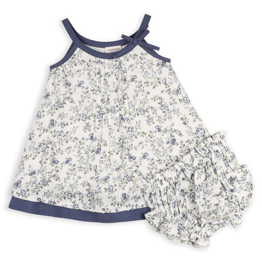 Lyla Floral Organic Muslin Dress & Bloomer Set