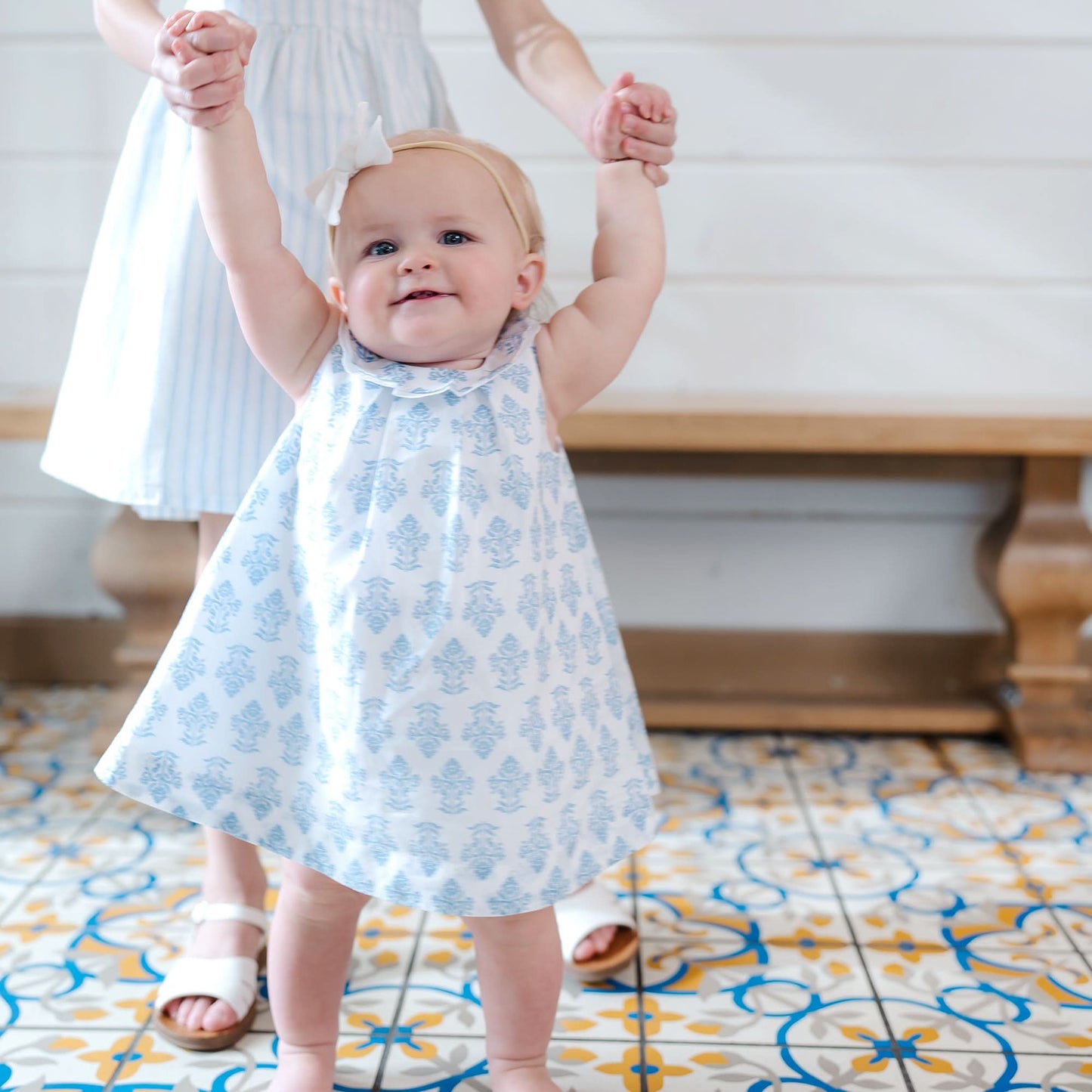 Organic Dress and Bloomer Set- Woodblock Floral