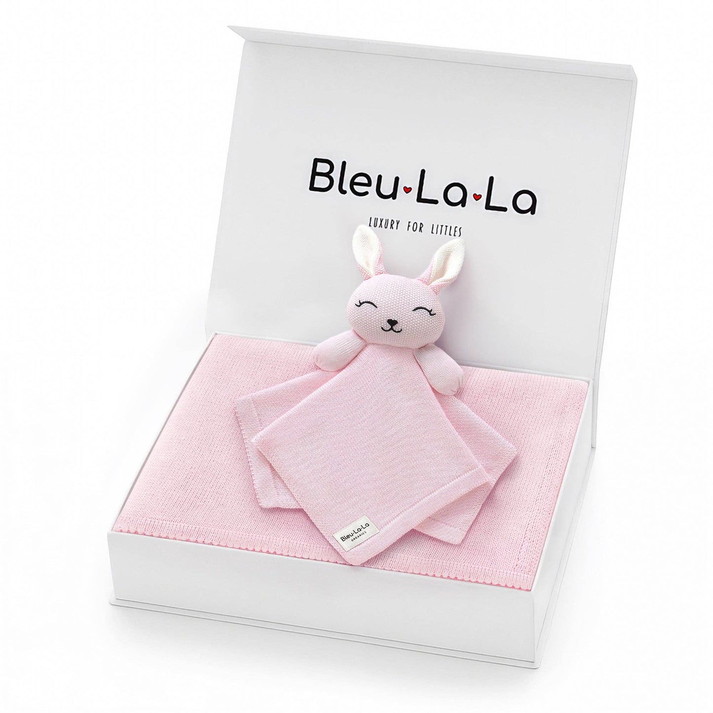 Organic Pink Blanket and Bunny Lovey Gift Set