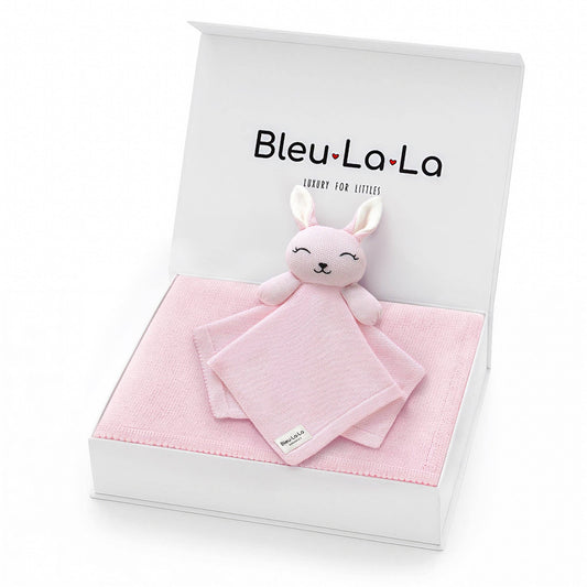 Organic Pink Blanket and Bunny Lovey Gift Set