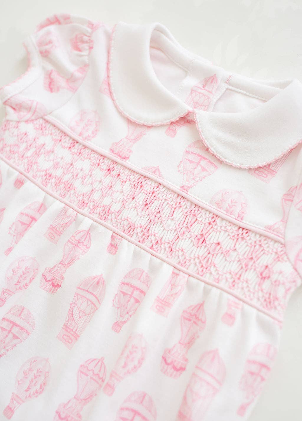 Little Explorer Pink Pima Smocked Bubble