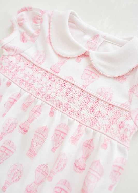 Little Explorer Pink Pima Smocked Bubble