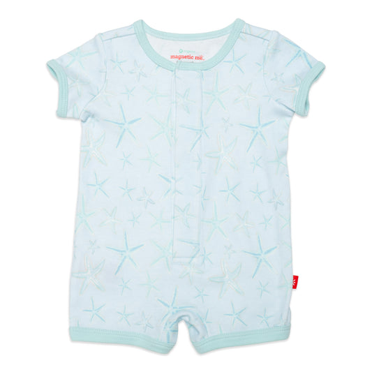 Shine Bright Like A Starfish Organic Henley Magnetic Romper