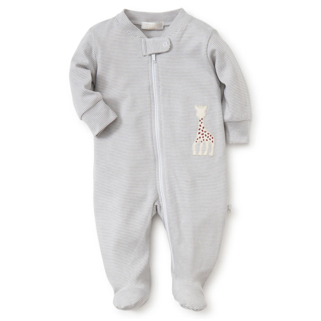 Gray Sophie Stripe Zip Pima Footie