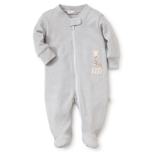 Gray Sophie Stripe Zip Pima Footie