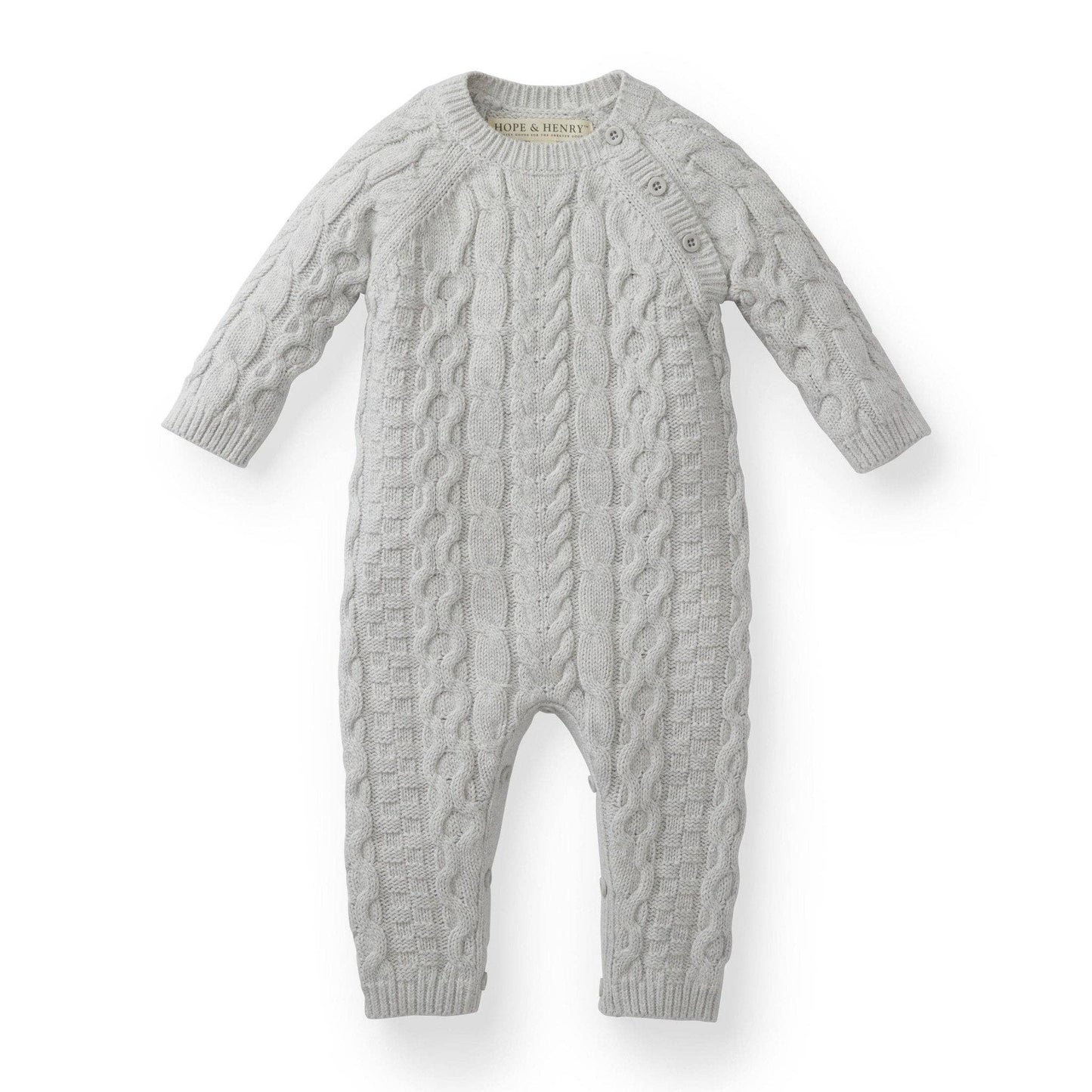 Gray Organic Cable Knit Sweater Romper