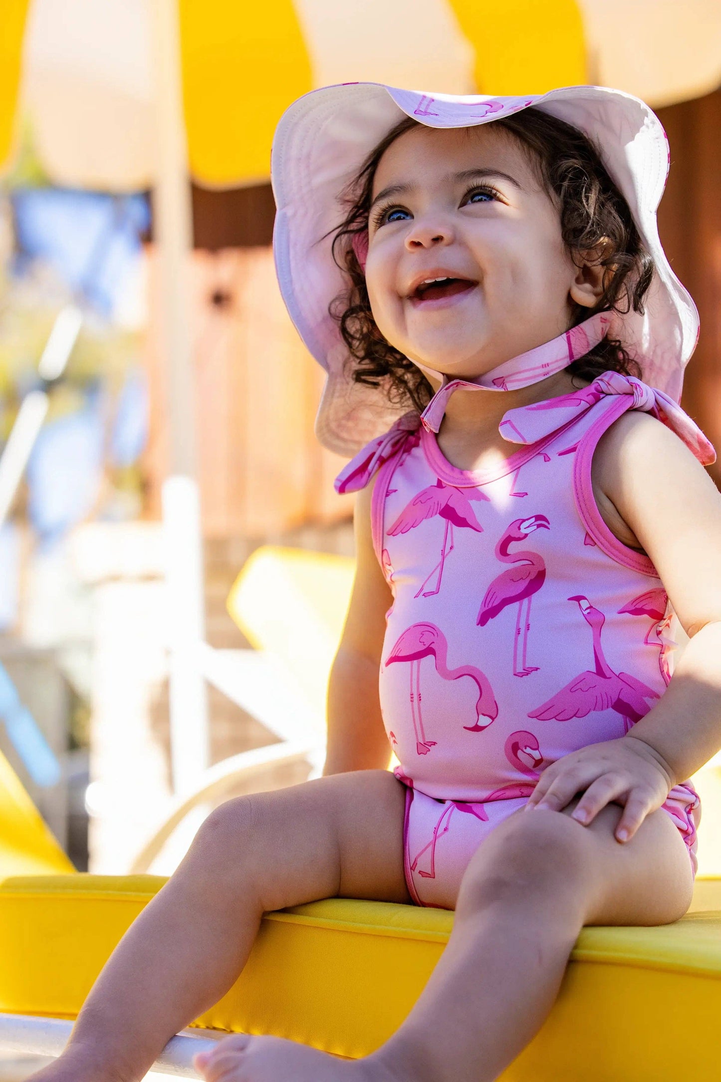 UPF 50+ Flamingos Scalloped Sun Hat