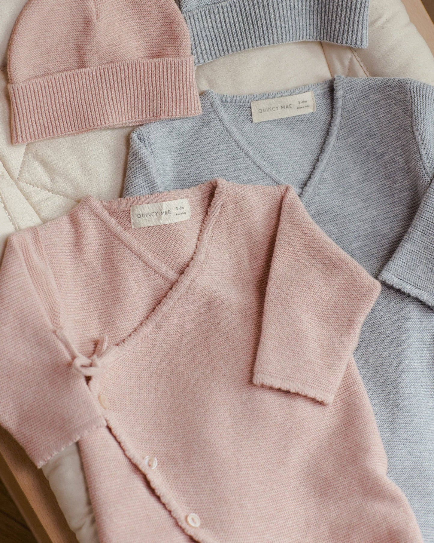 Organic Wrap Knit Footie - Heathered Rose