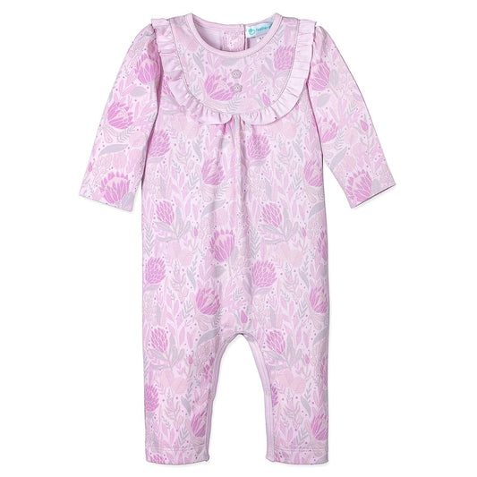 Layla on Pink Ruffle Pima Yoke Romper