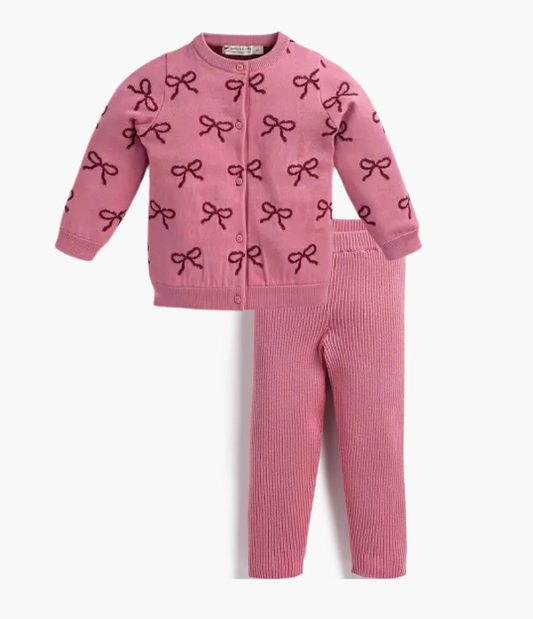 Pink Ribbons Organic Cardigan + Pant Set