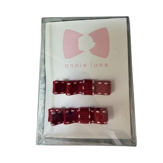 Red with White Side Stitch Set of Two Hair Bows