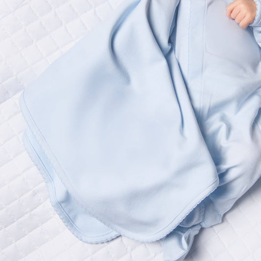 Essentials Solid Blue Pima Blanket