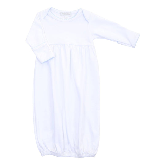 Solid Essentials Pima White Gown with Blue Trim