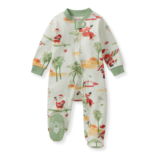 Surfin Santa Organic Footie Pajamas