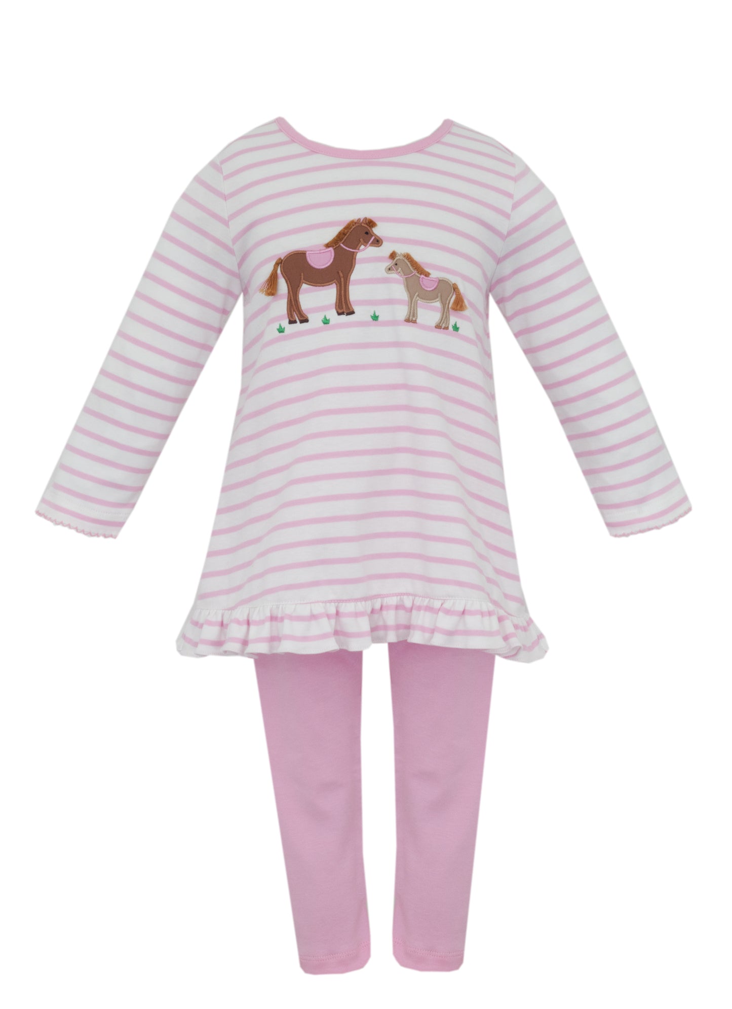 Embroidered Horse Pima Shirt + Leggings Set