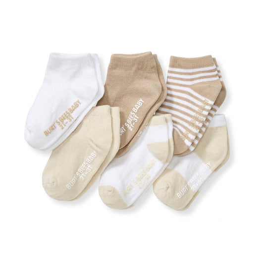 Solid & Stripes Organic Baby Ankle Socks 6 Pack - Oat