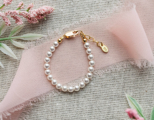 14K Gold-Plated Pearl Baby Bracelet: Small 0-12m