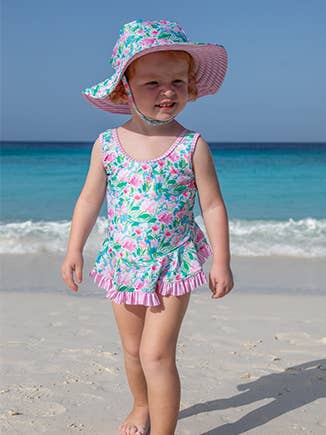 UPF50+ Summer Splash Swim Hat- Lotus & Lilies