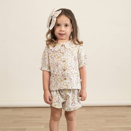 Organic Wild Meadow Collared Shirt & Shorts Set