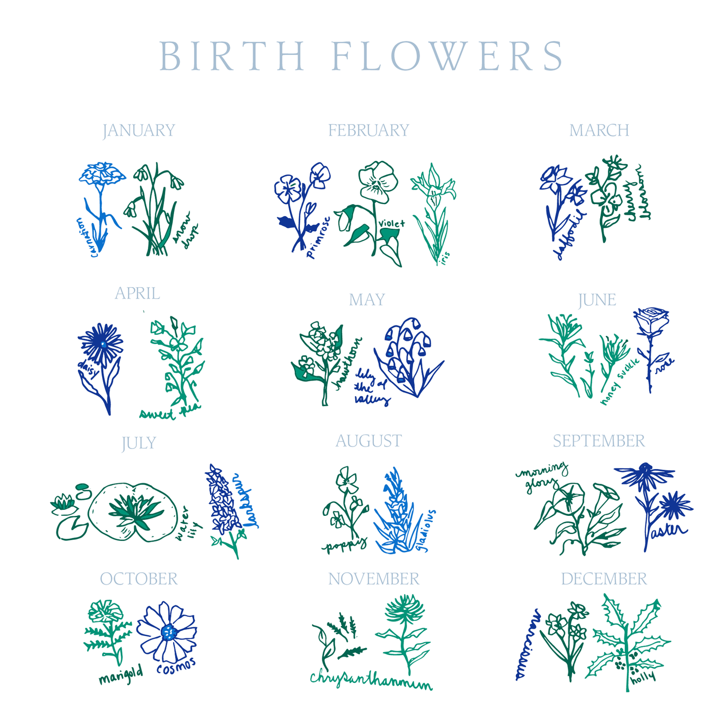 Birth Flowers Pima Baby Blanket
