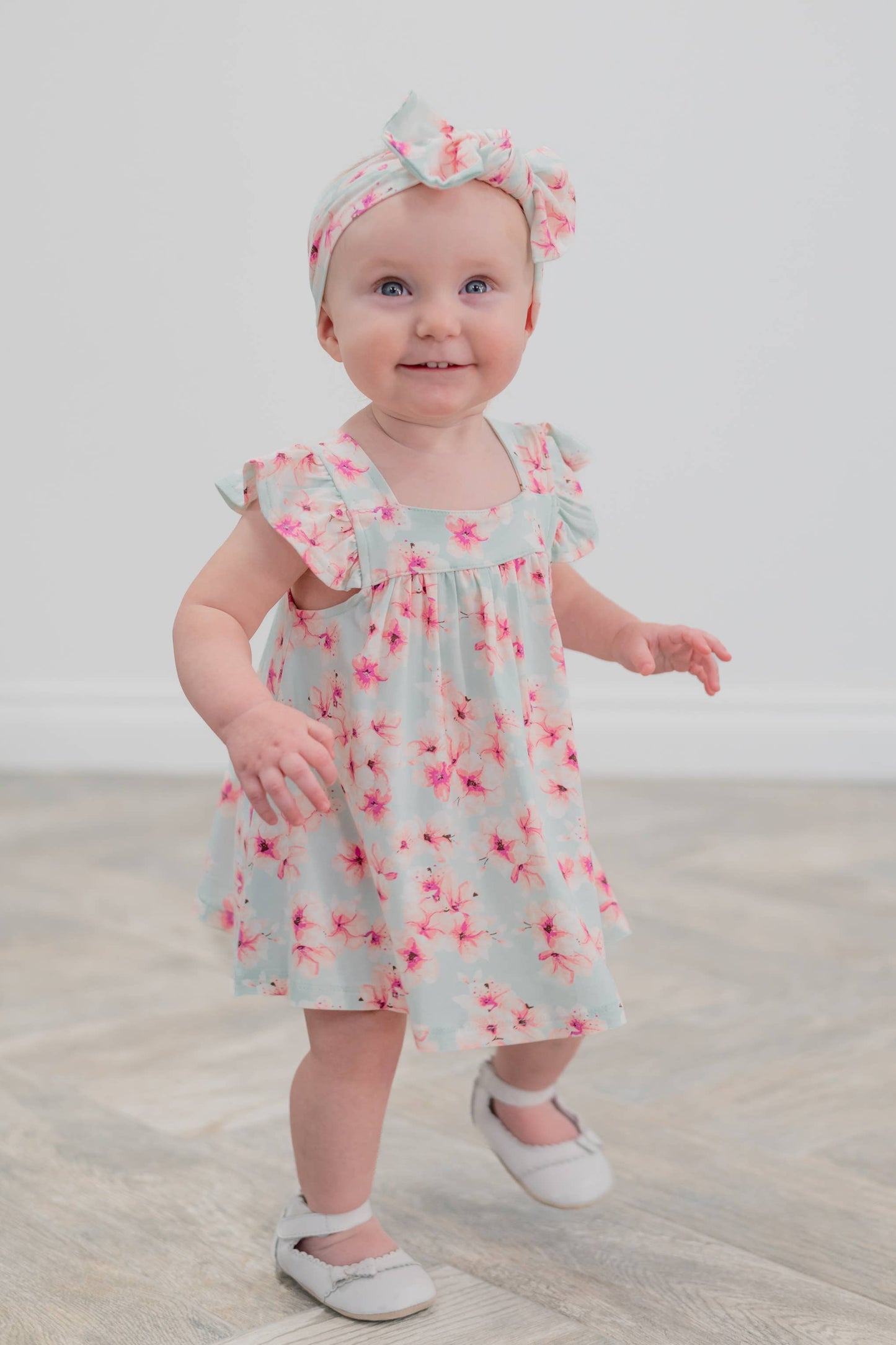 Cherry Blossoms Bamboo Ruffle Dress + Bloomers