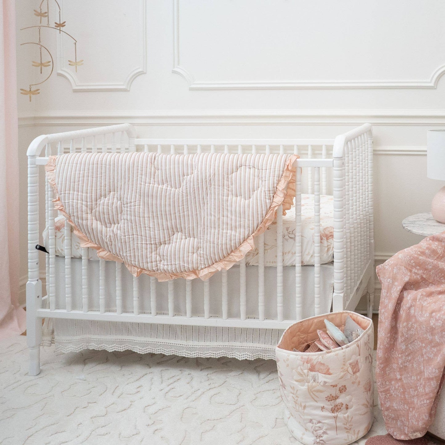 Violet Floral Ruffle Quilted Play Mat