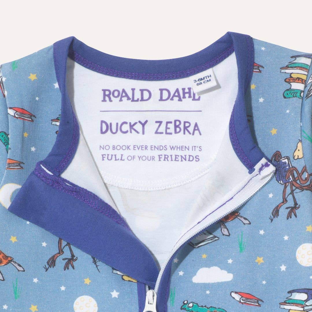 Roald Dahl x Ducky Zebra "Storytime" Zip Organic Romper