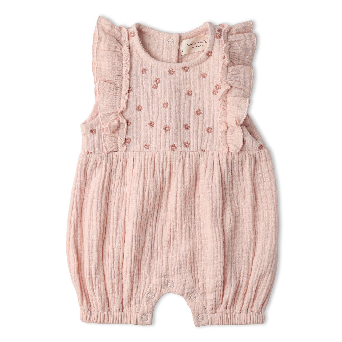 Organic Embroidered Ruffle Romper