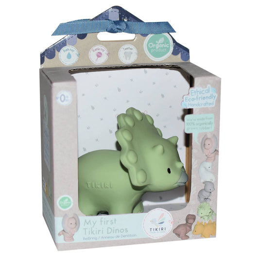 Dino Natural Rubber Teether, Rattle & Bath Toy