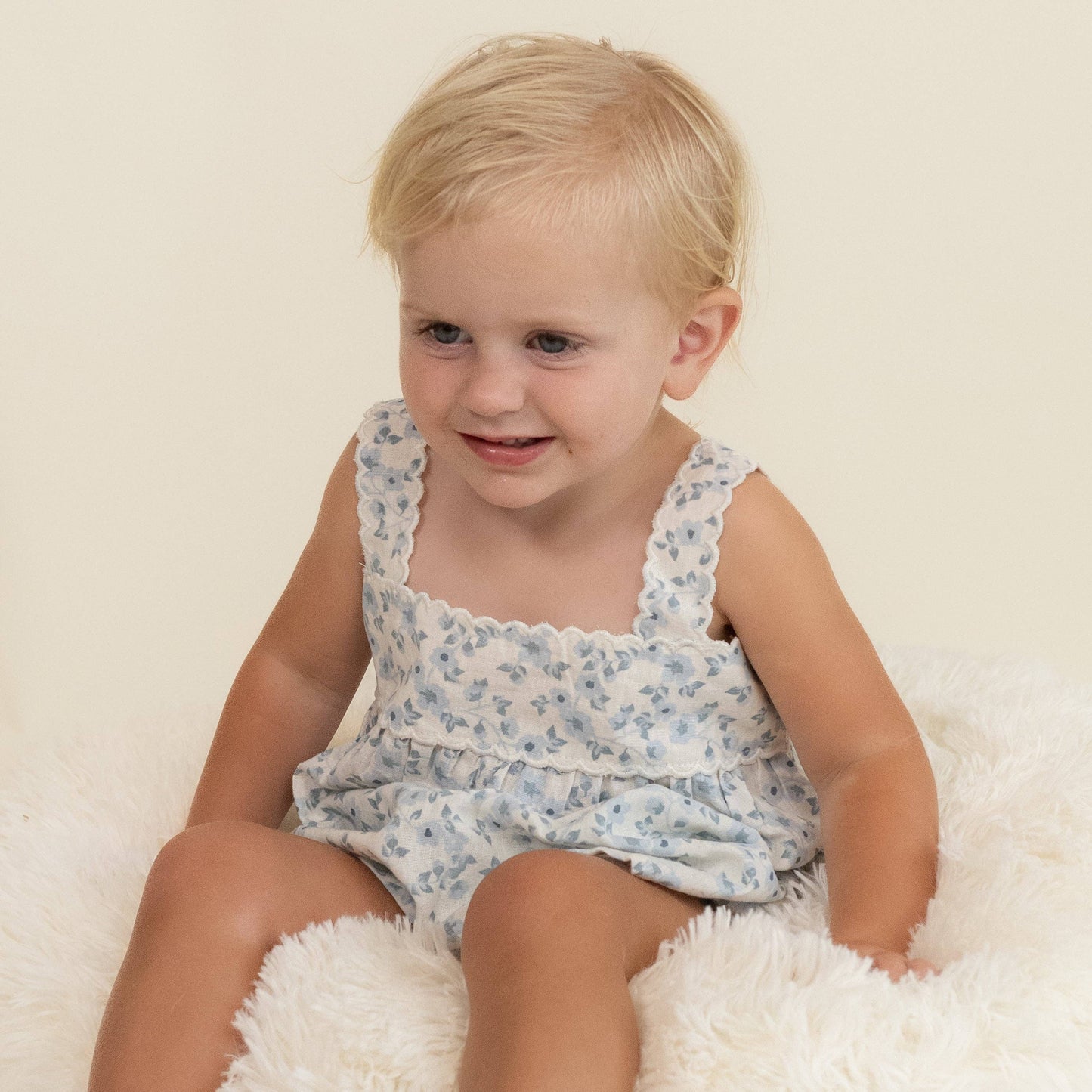 Organic Blue Vines Scalloped Shirt & Bloomer Set