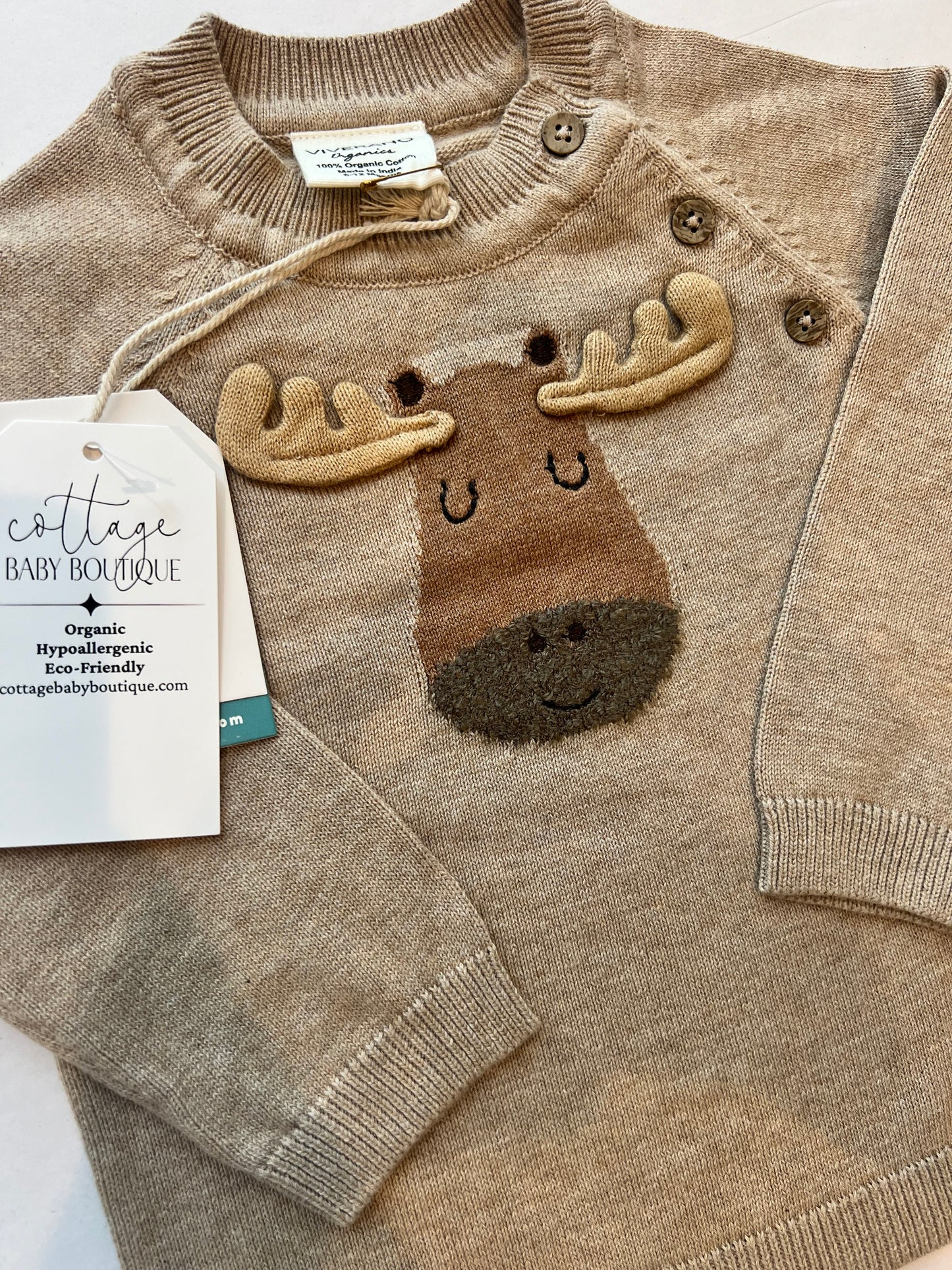 Organic Moose Applique Sweater