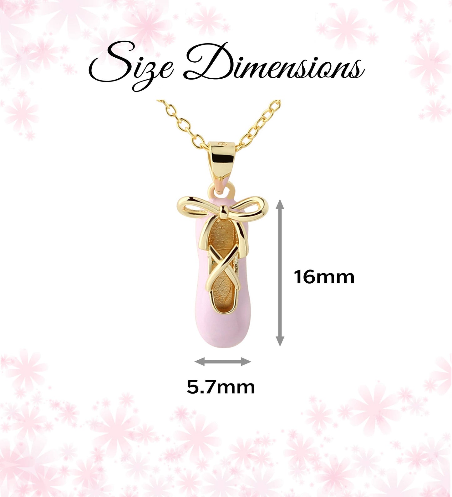 14K Gold-Plated Pink Ballet Slipper Necklace: 14 inch