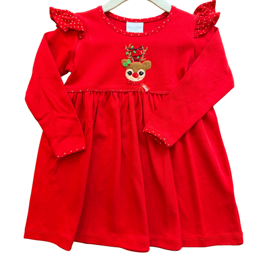 Rudolph Hand Embroidered Ruffle Pima Dress