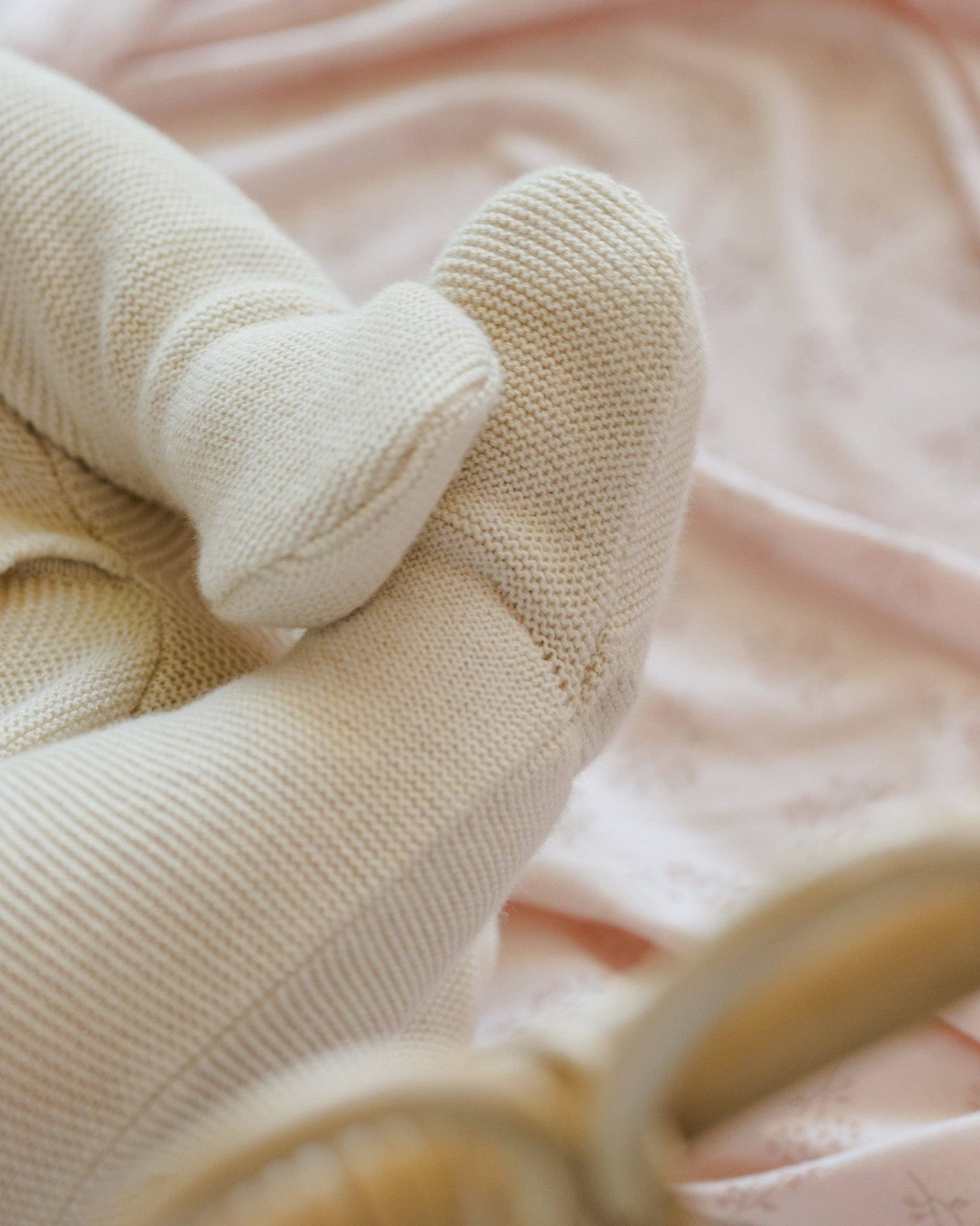 Organic Wrap Knit Footie - Heathered Natural