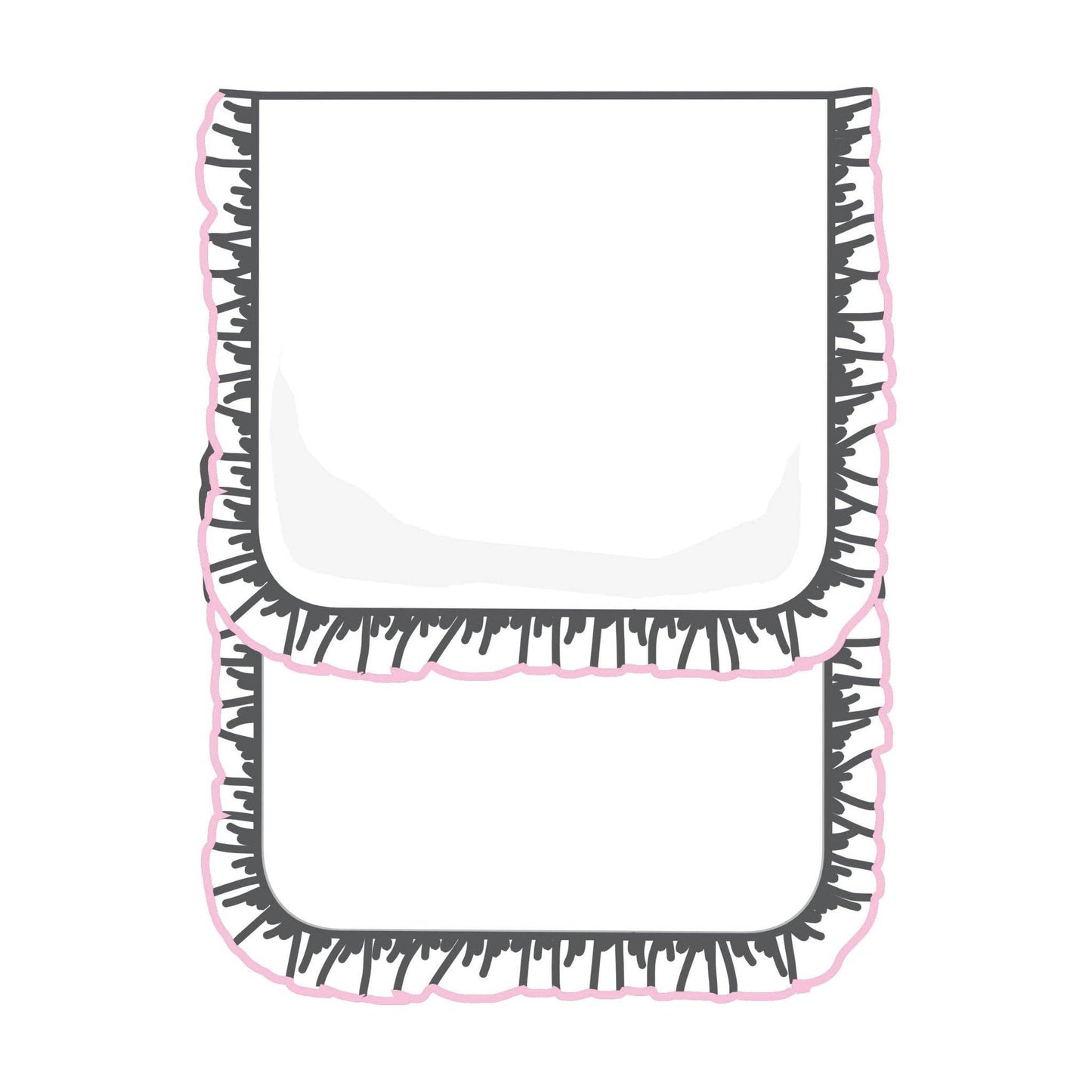 Essentials Pima White Ruffle Burp Cloth with Pink Trim