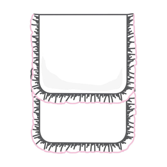 Essentials Pima White Ruffle Burp Cloth with Pink Trim