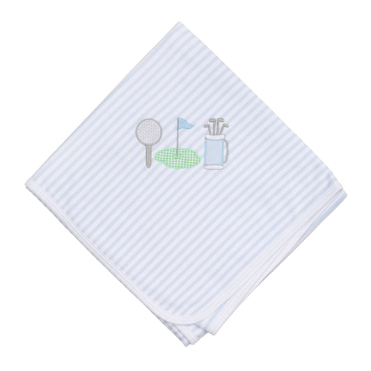 Putting Green Applique Pima Receiving Blanket