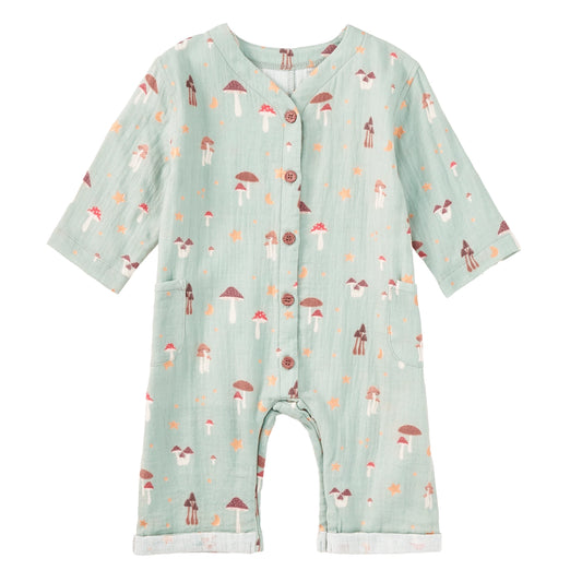Dreamcap Forest Muslin Patch Pocket Romper