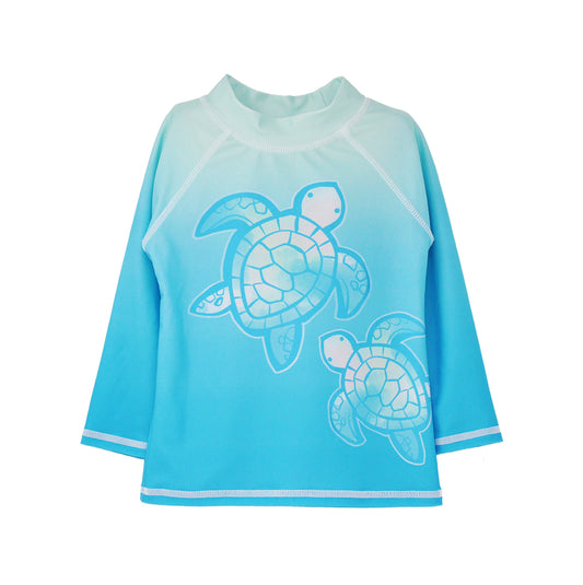 UPF50+ Graphic Rash Guard Swim Shirt - Coco Beach Turtles