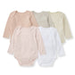 Solid Organic Long Sleeve Bodysuits 5 Pack - Pink Sand