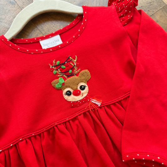 Rudolph Hand Embroidered Ruffle Pima Dress