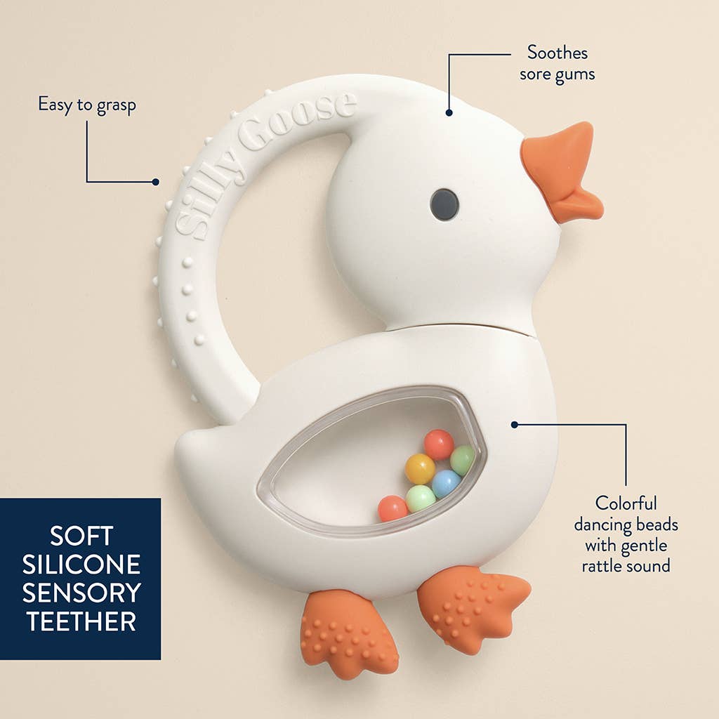 Goose Bitzy Shake Silicone Teether Rattle