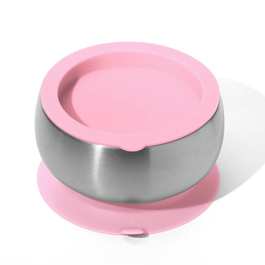 Stainless Steel Baby Bowl + Airtight Lid - Pink