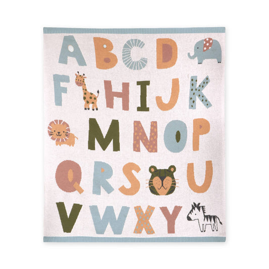 Organic Blue Alphabet Blanket